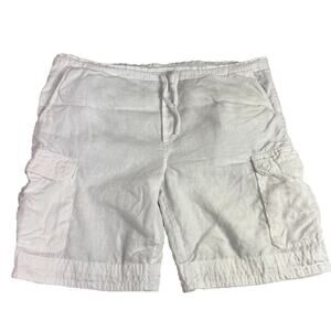 Island Importer Cargo Shorts Mens Large White Cabo Linen Drawstring Pull On